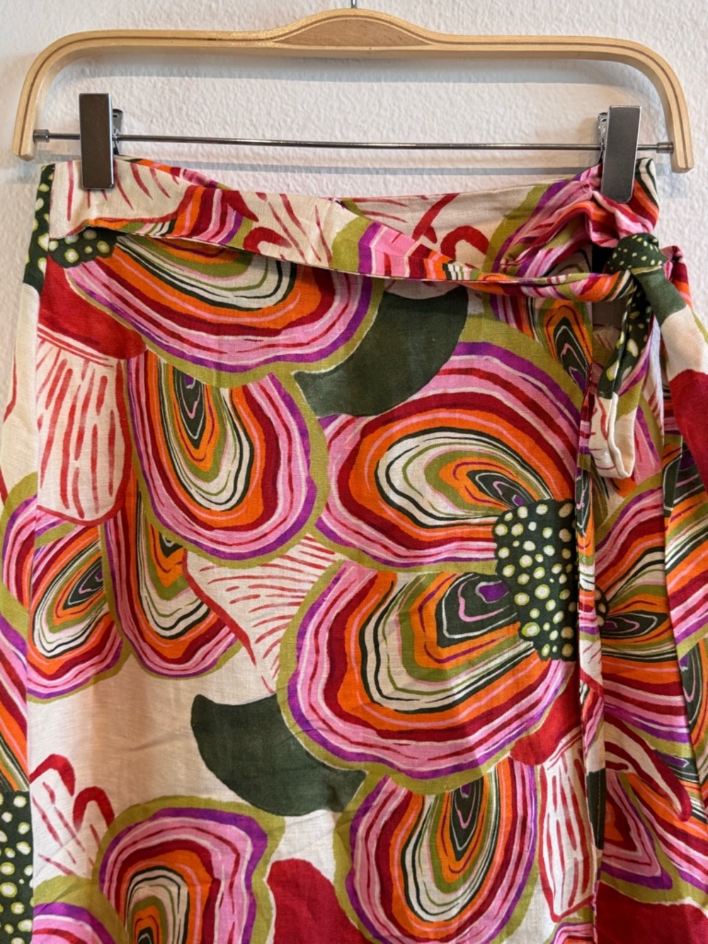 Like New! Farm Rio X Anthropologie Linen Blend Wrap Midi Skirt Floral XS - Picture 4 of 13